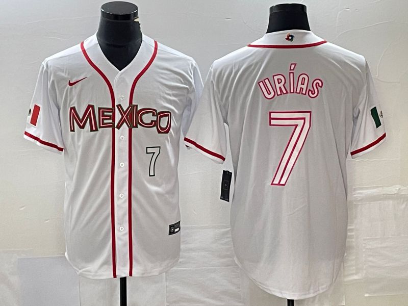 Men 2023 World Cub Mexico #7 Urias White Nike MLB Jersey52